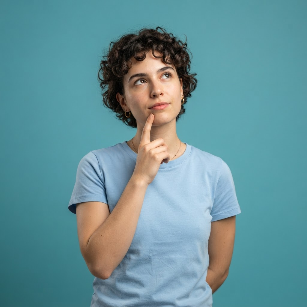 Woman in a thinking pose